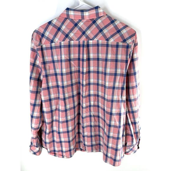 TALBOTS Classic Cotton Button Down Shirt Pink Plaid Women's Size XLP - Picture 5 of 9